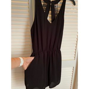 Black Open Back Romper - Medium